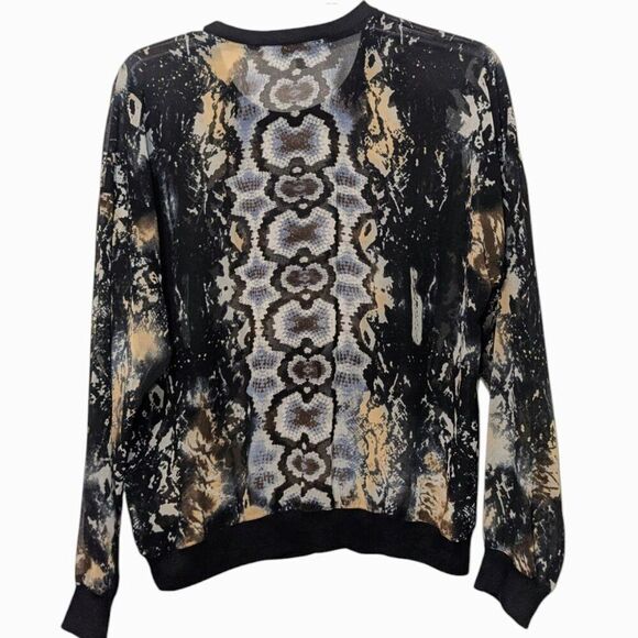 Womens Cabi #572 Dressed Up Sweatshirt Python Medium Sheer Long Sleeve Top - Picture 3 of 11